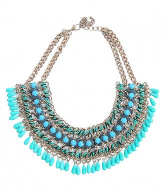 Statementkette - Perlen, türkis