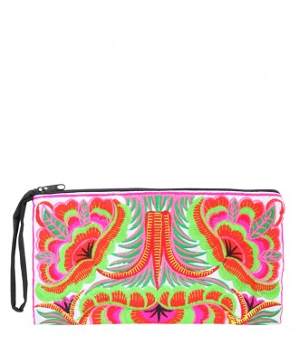 Clutch - Boho Style, trendige Hippie-Fashion, bestickt, weiß