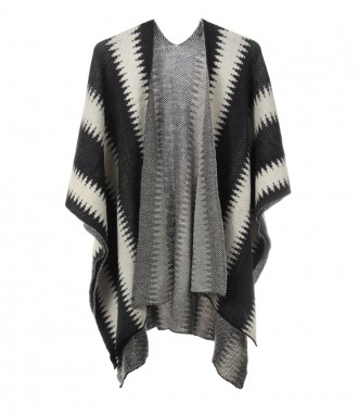 Majea Damen Poncho, schwarz