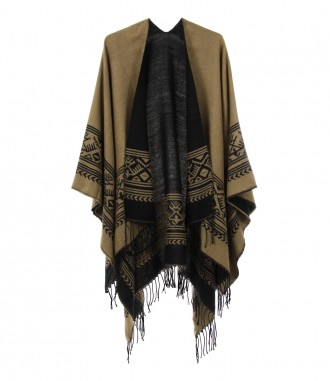 Majea Damen Poncho, schwarz