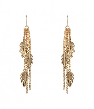 Ohrringe - Feder, gold