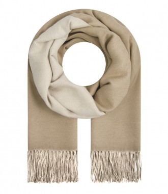 Damen Schal - Zweifarbig, Fransen, beige