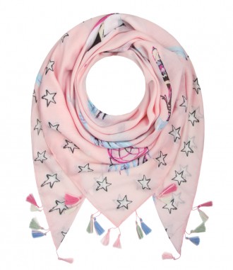 Dreieckstuch - Ethno, Quasten, rosa