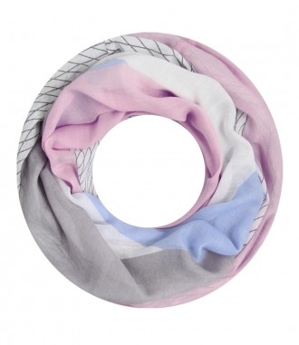 Damen Loop Schal - Streifen Muster, hellblau