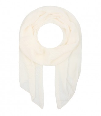 Damen Halstuch - Plissee, einfarbig, creme