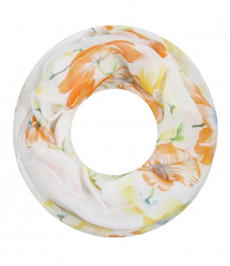 Damen Loop Schal - Blumen, orange