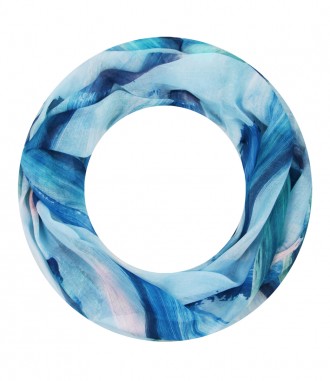 Damen Loop Schal - Farbwischer, schmal, blau