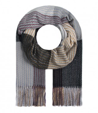 Damen Winterschal - Streifen Muster, grau