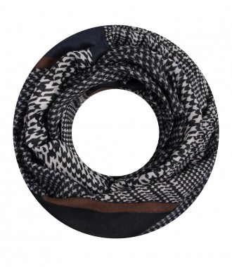 Damen Loop Schal - gemustert, schwarz