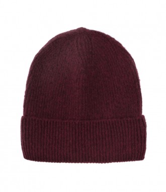 Damen Basic Strick Mütze, weinrot