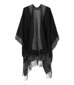 Majea Damen Poncho, schwarz