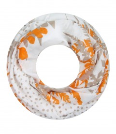 Damen Loop Schal - Blätter, Punkte, orange