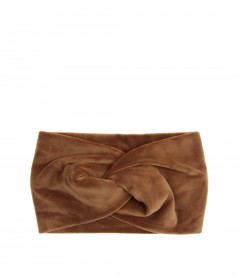 Damen Stirnband - Samt, camel