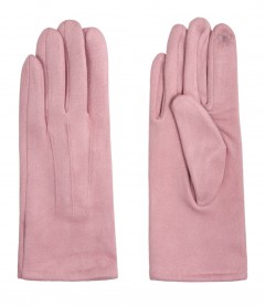 Einfarbige Damen Handschuhe, rosa