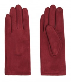 Einfarbige Damen Handschuhe, rot