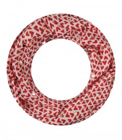 Damen Loop Schal, schmal, rot