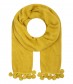 Damen Winterschal - Bommel, senfgelb